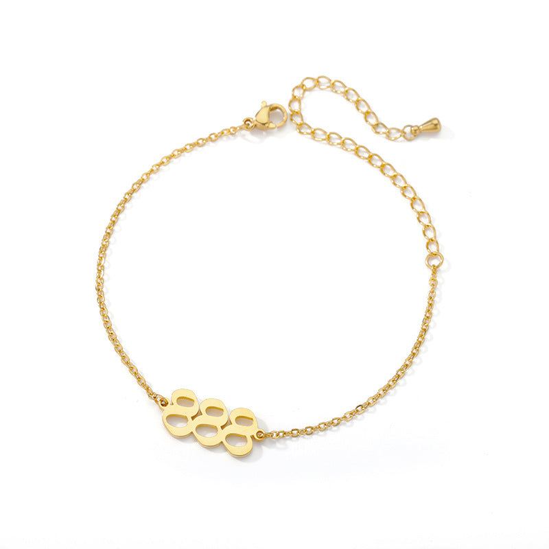 fashion stainless steel angel number charm link chain bracelet jewelry chain wholesaler supplier