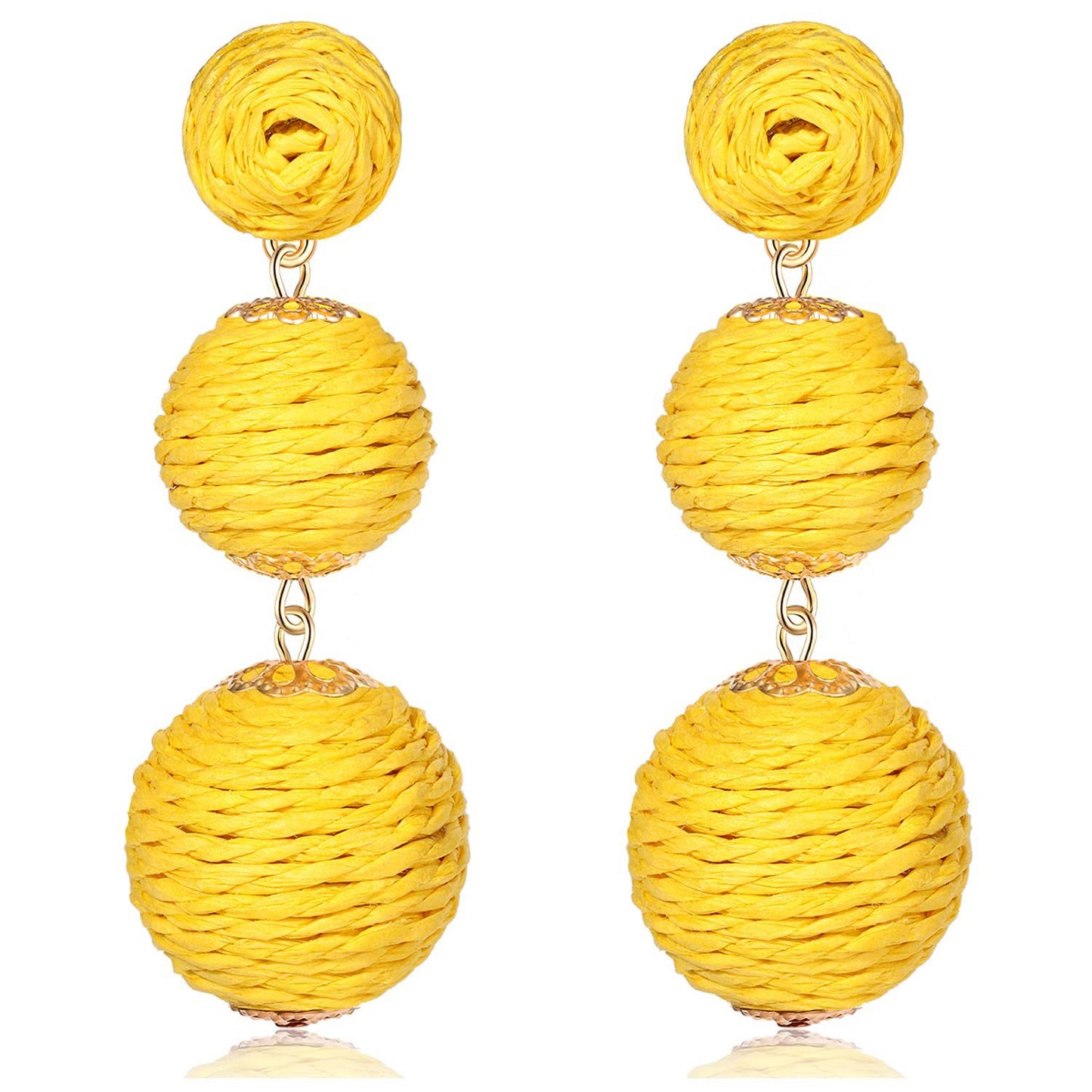 handmade bohemian boho beach raffia balls beads pendant drop earrings women ball dress party jewelry earring