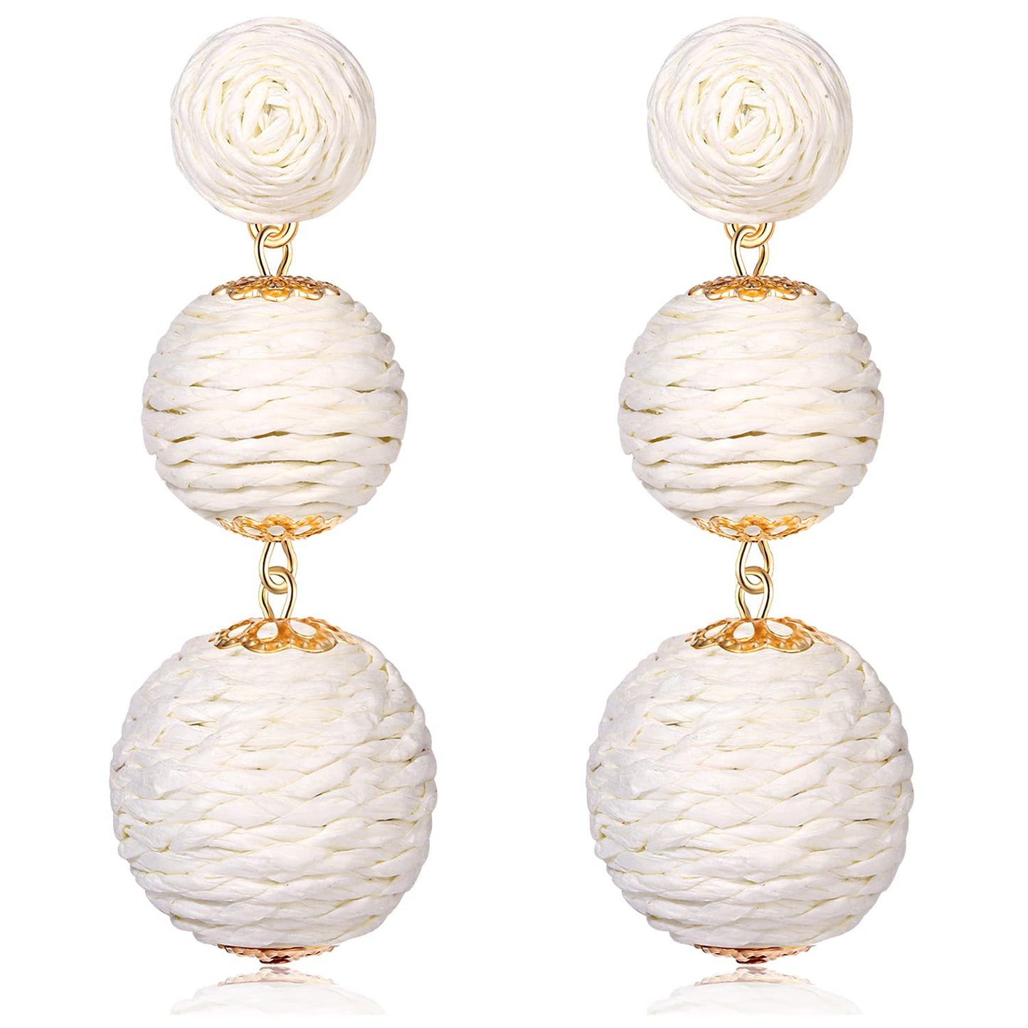 handmade bohemian boho beach raffia balls beads pendant drop earrings women ball dress party jewelry earring