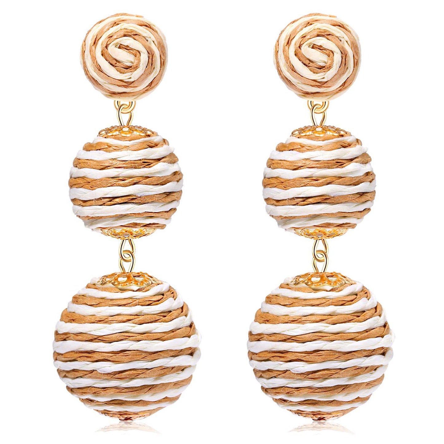 handmade bohemian boho beach raffia balls beads pendant drop earrings women ball dress party jewelry earring