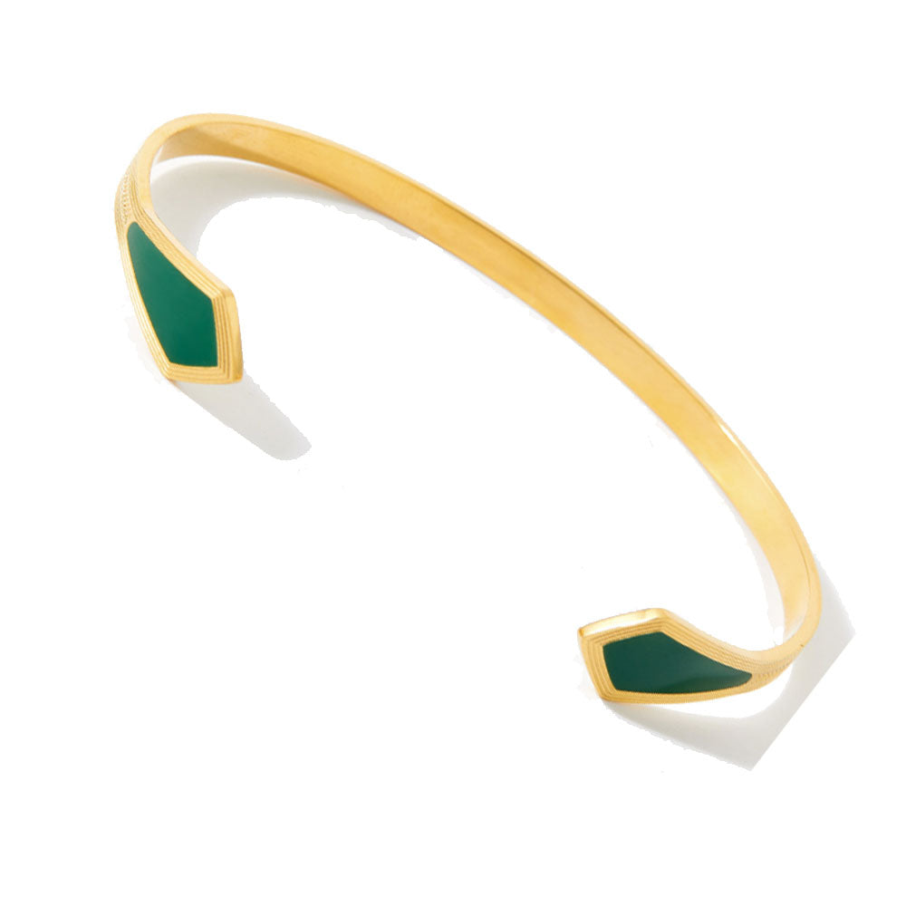 wholesale stainless steel 14k gold plated open cuff enamel colors bangle bracelet China Manufacturer Supplier