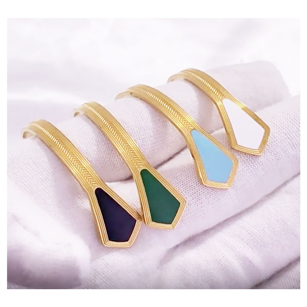 wholesale stainless steel 14k gold plated open cuff enamel colors bangle bracelet China Manufacturer Supplier