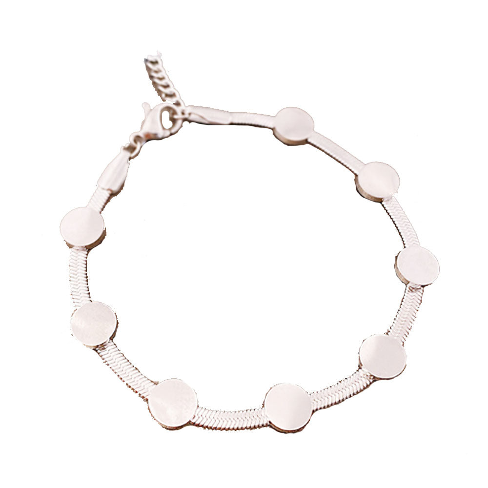 wholesale high quality stainless steel round disc bead chain bangle bracelet jewelry woman china supplier