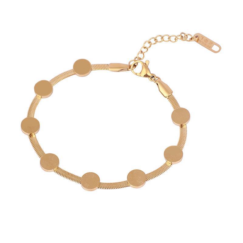 wholesale high quality stainless steel round disc bead chain bangle bracelet jewelry woman china supplier