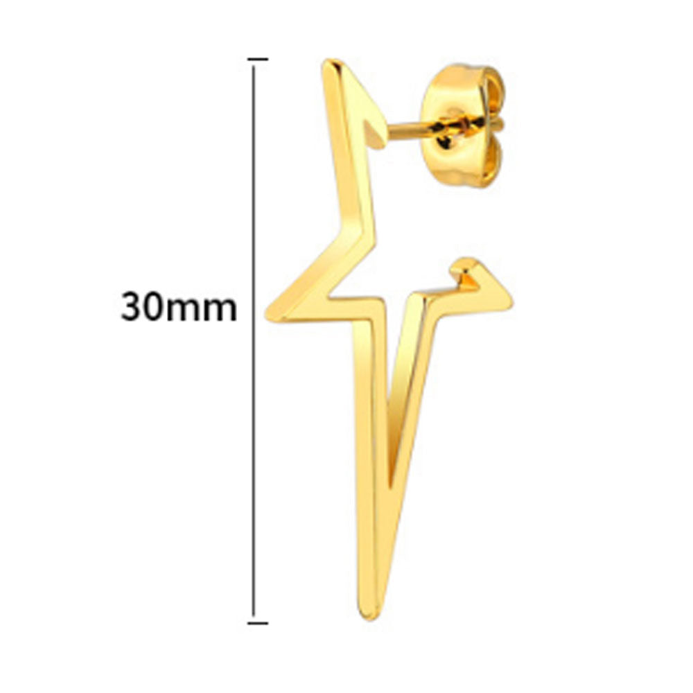 Korean fashion rose gold fashion srugical stainless steel earrings dangle half star gold plated long