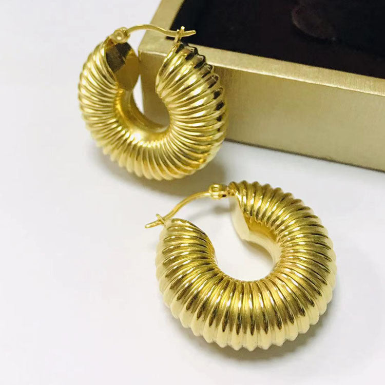 fashion thick chunky pvd gold plated stainless steel hoop earring women earrings jewelry