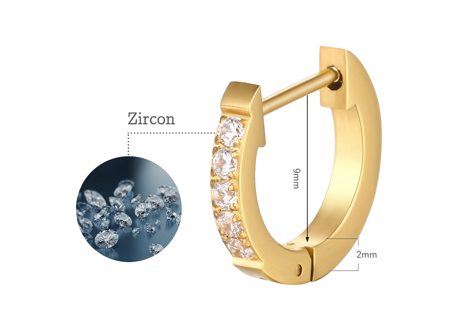 stainless steel zircon hoop earring supplier