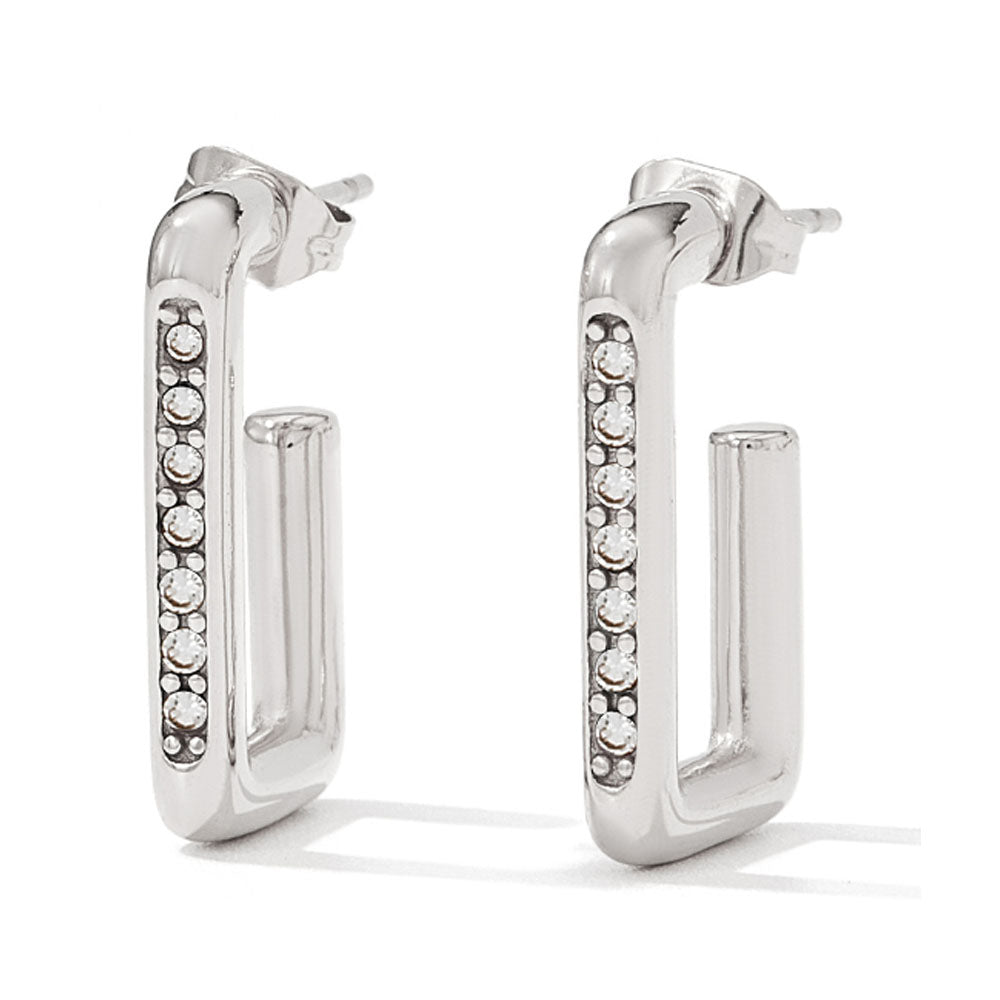 wholesale stainless steel gold plated 14k rectangle open dangle earring zircon beads women China manufacturer factory supplier
