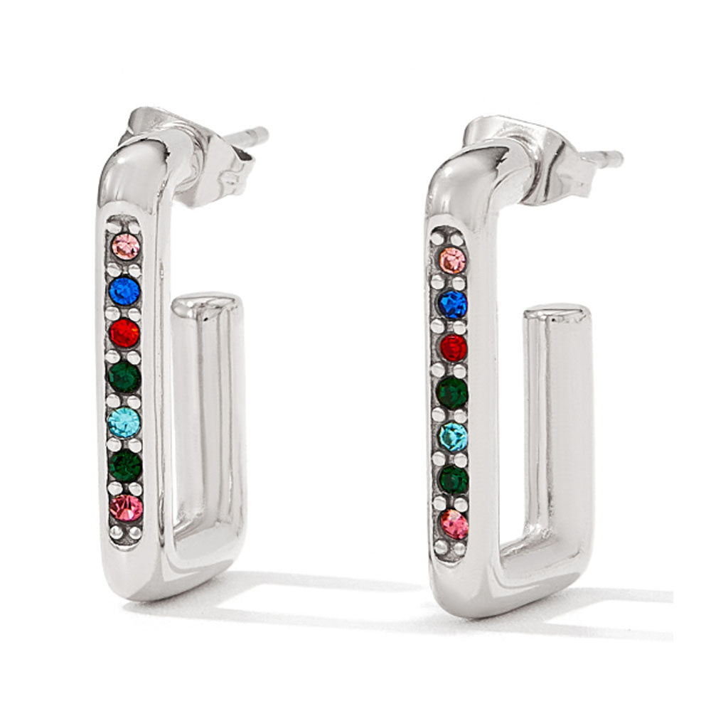wholesale stainless steel gold plated 14k rectangle open dangle earring zircon beads women China manufacturer factory supplier