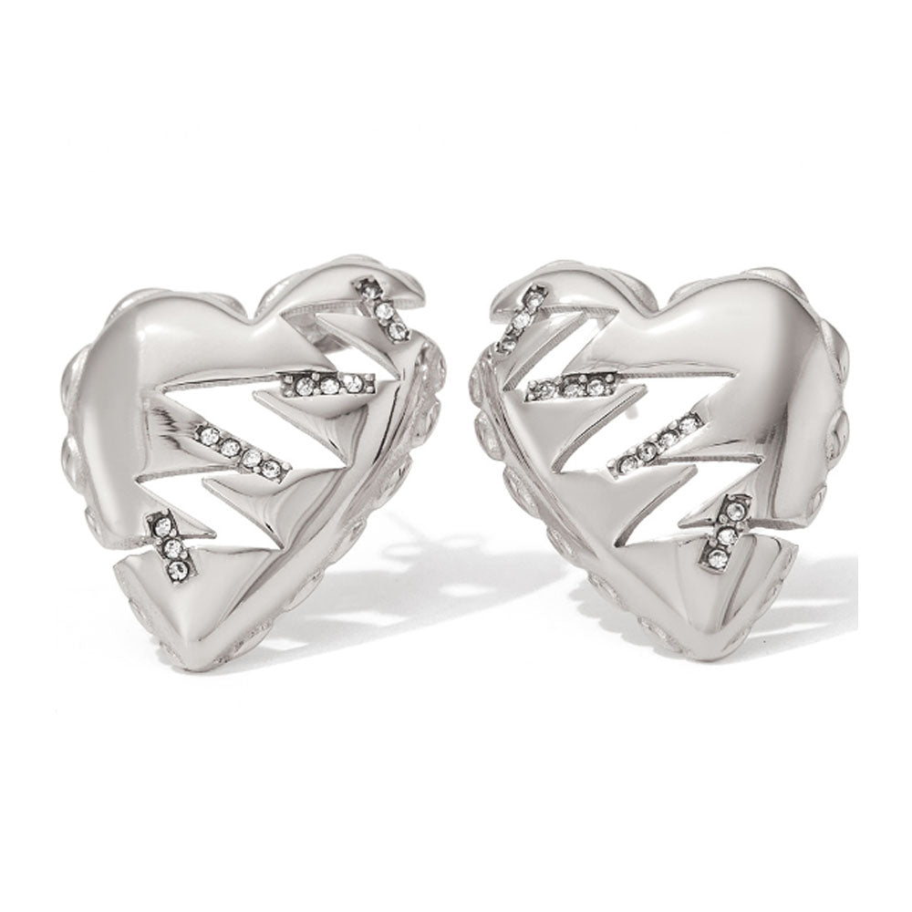 wholesale stainless steel gold plated 14k 25mm heart zircon beads stud earring women China manufacturer factory supplier