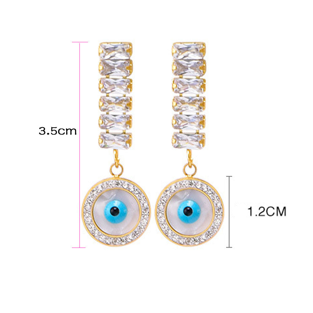 wholesale stainless steel gold plated zircon charm tree of life evil eyes earring women China manufacturer factory supplier