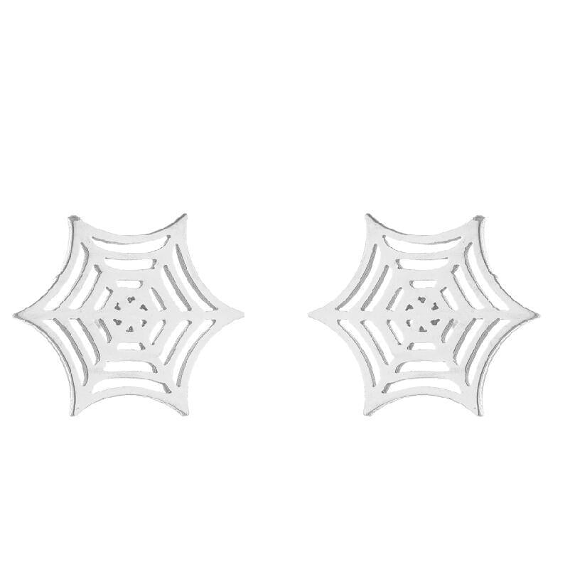 wholesale tiny charm stainless steel spider Cobweb stud earrings jewelry earring unisex china manufacturer supplier