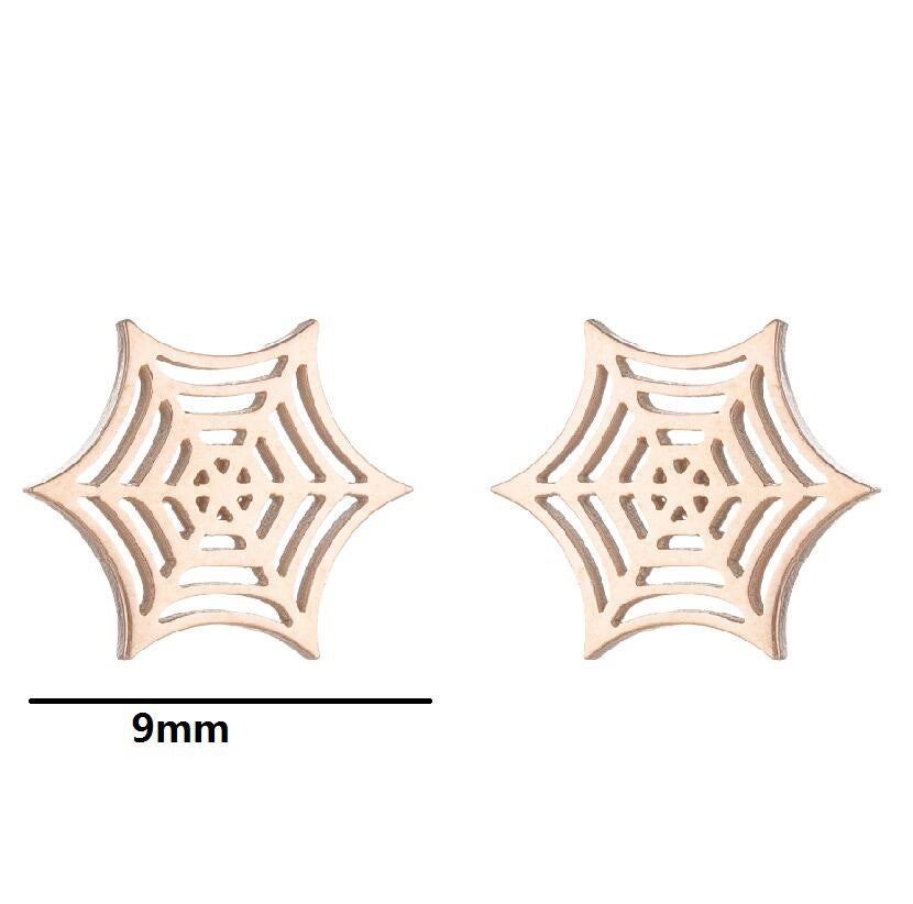 wholesale tiny charm stainless steel spider Cobweb stud earrings jewelry earring unisex china manufacturer supplier