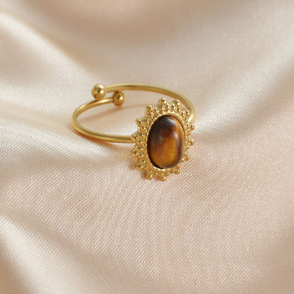 bulk waterproof chic eternity stainless steel gemstone paved turquoise 14k gold plated finger ring jewelry open cuff rings