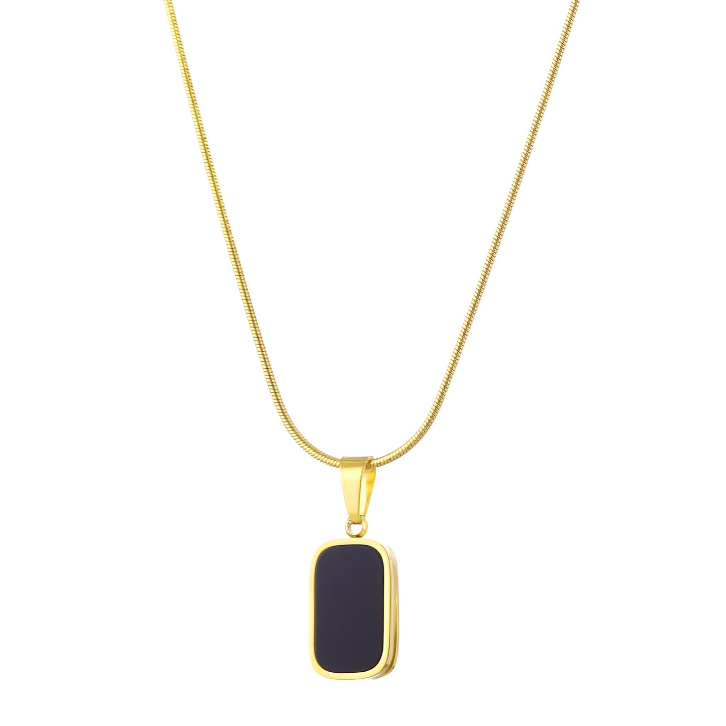wholesale fashion titanium stainless steel rectangle pendant necklace charm women choker necklaces jewelry supplier