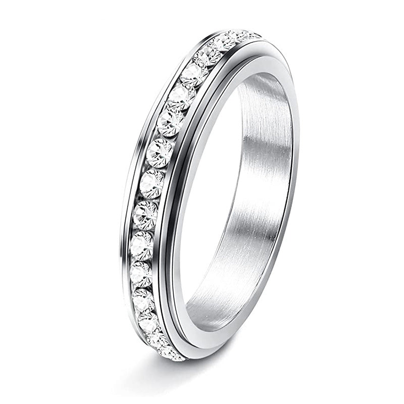 wholesale waterproof stainless steel 4mm zircon beads inlay rotatable fidget anxiety relief unisex men and women China Supplier