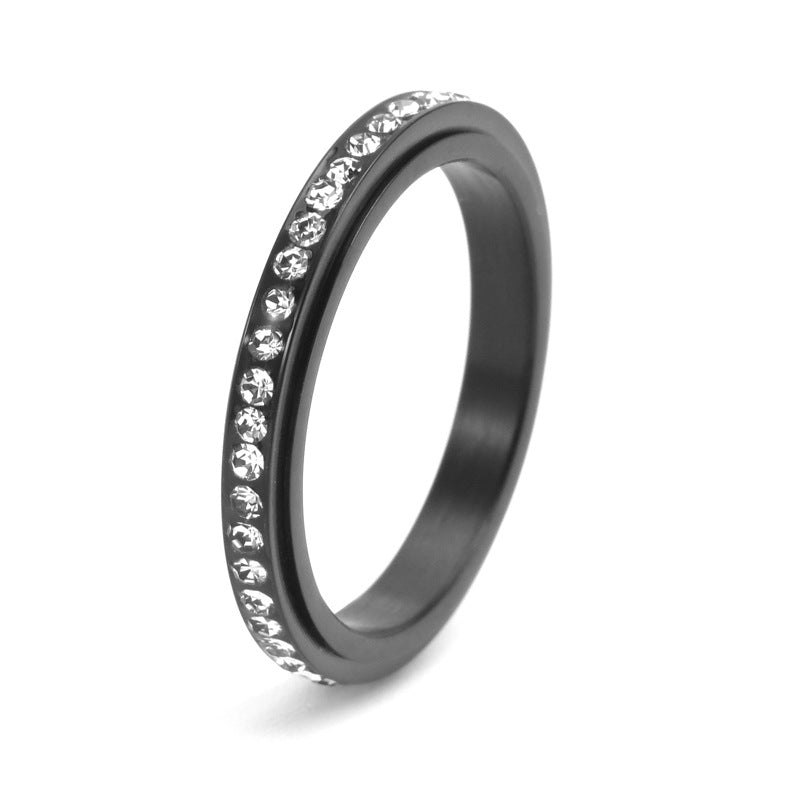 wholesale waterproof stainless steel 3mm zircon beads inlay rotatable fidget anxiety relief unisex men and women China Supplier