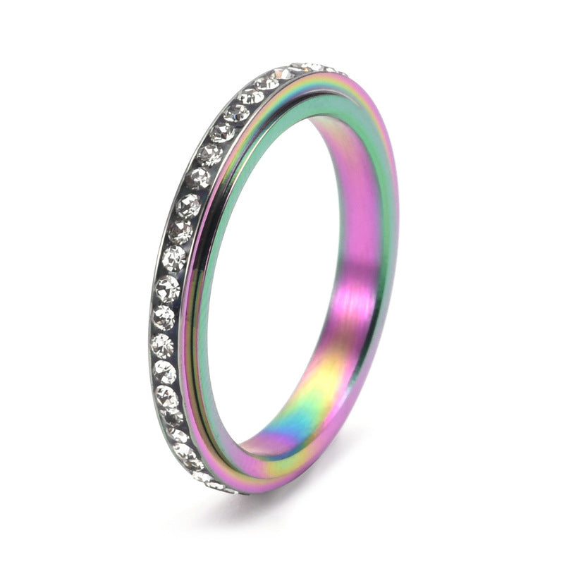 wholesale waterproof stainless steel 3mm zircon beads inlay rotatable fidget anxiety relief unisex men and women China Supplier