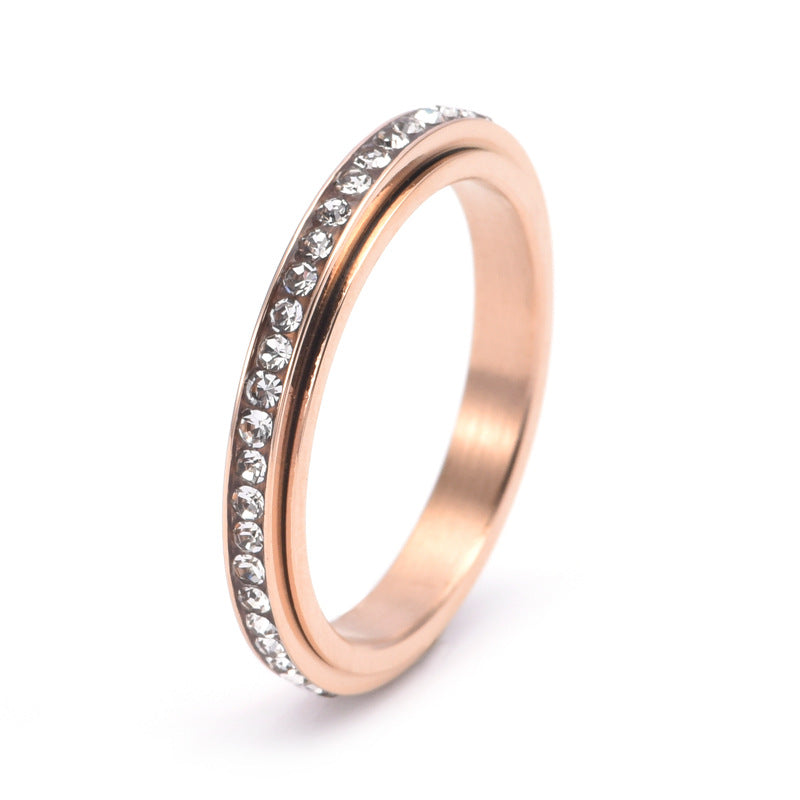 wholesale waterproof stainless steel 3mm zircon beads inlay rotatable fidget anxiety relief unisex men and women China Supplier