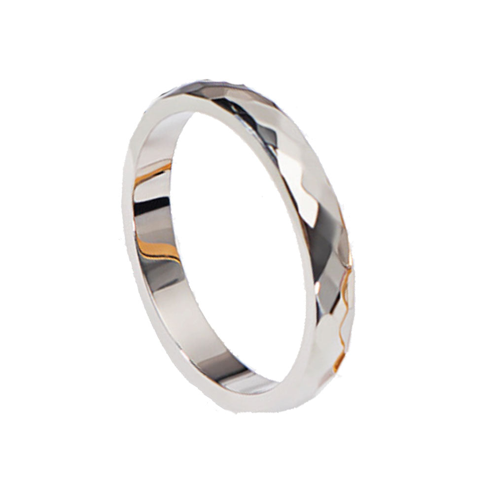 wholesale fashion light luxury stainless steel 3mm faceted waterproof ring finger rings jewelry unisex men women china supplier