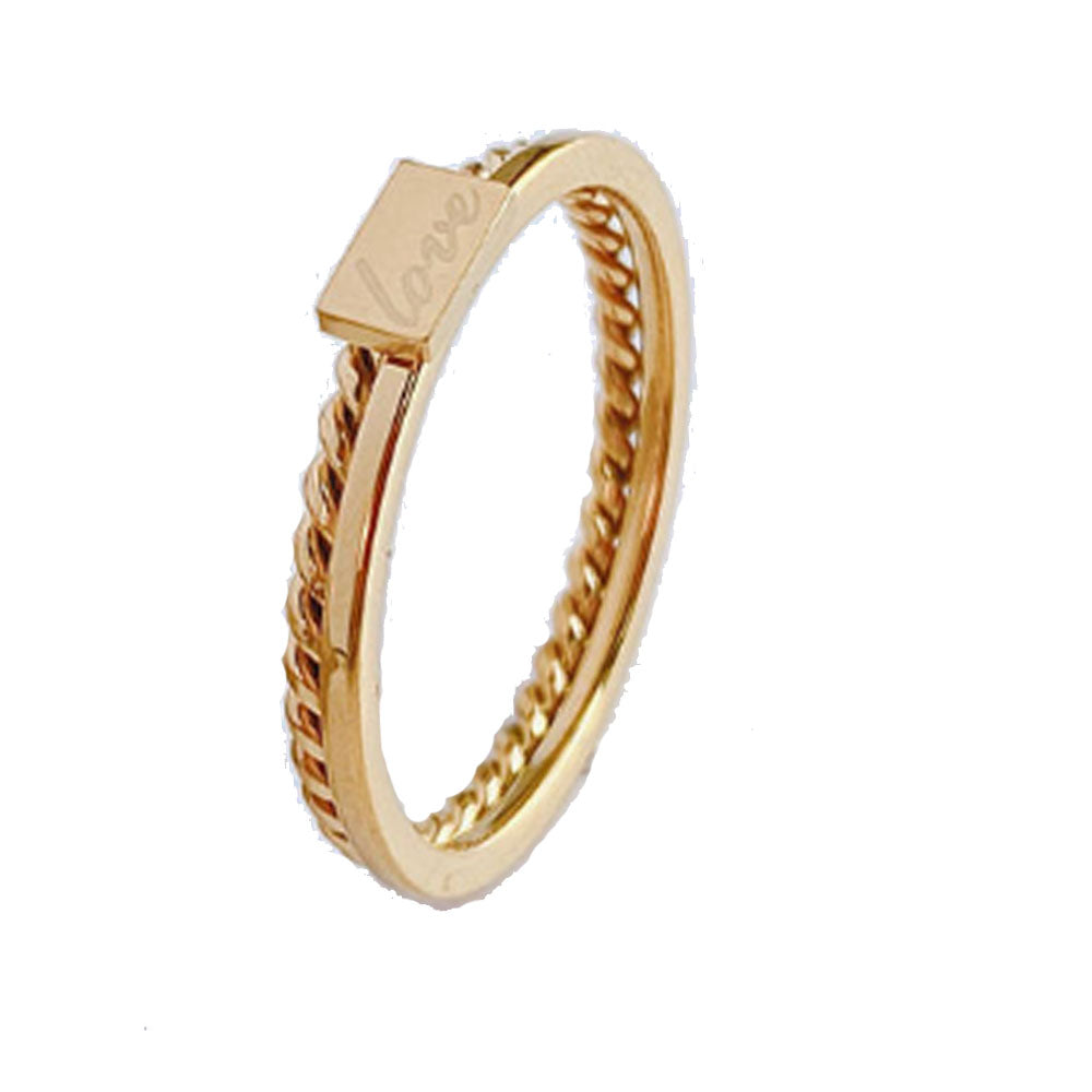 wholesale fashion light luxury stainless steel double layer love twist waterproof ring finger rings jewelry women china supplier