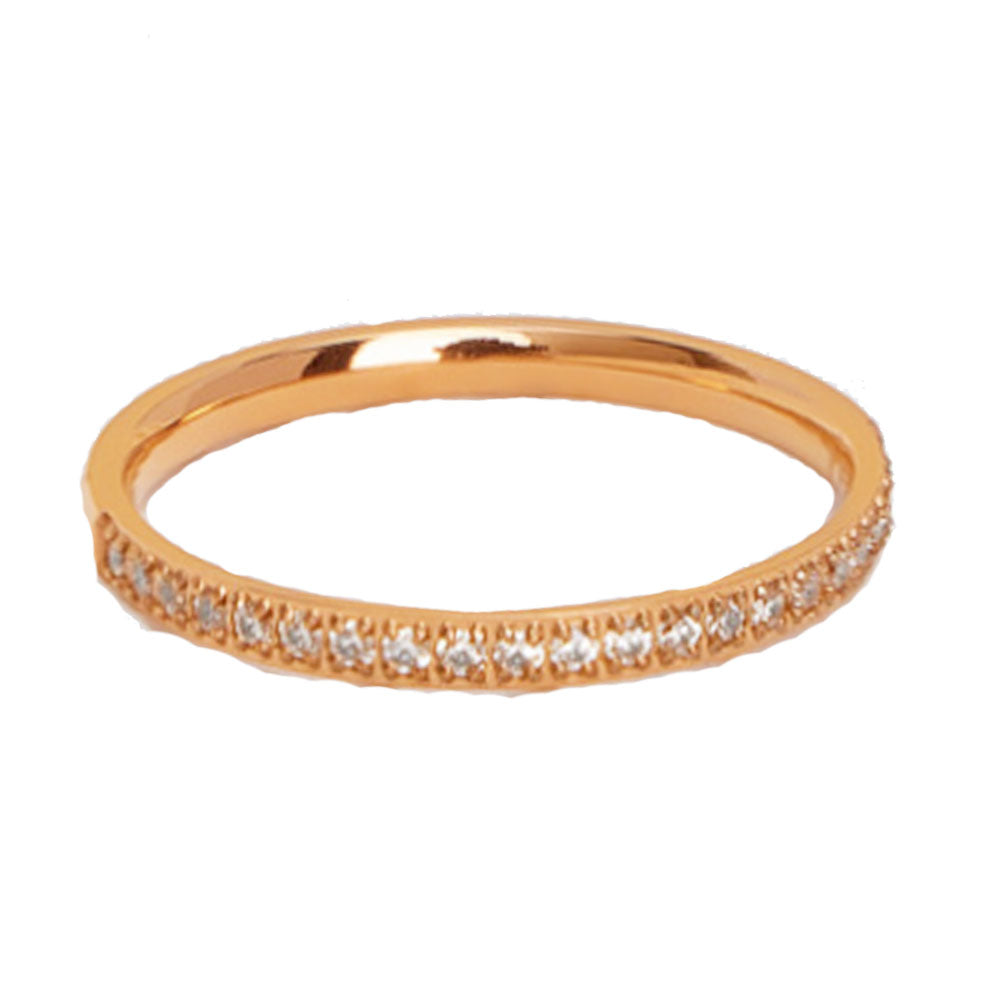 wholesale fashion light luxury stainless steel 1.8mm wide half zircon ring finger rings jewelry unisex manufacturer supplier