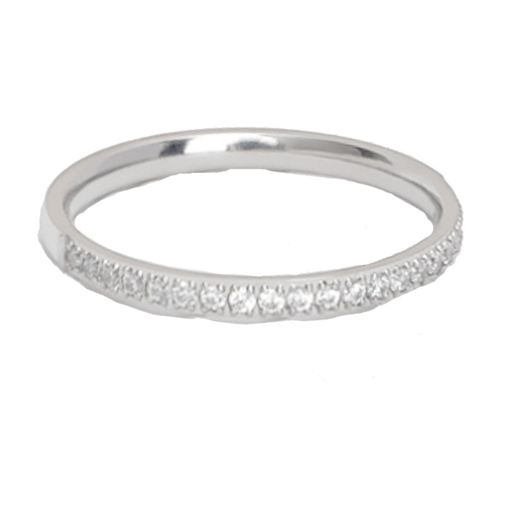 wholesale fashion light luxury stainless steel 1.8mm wide half zircon ring finger rings jewelry unisex manufacturer supplier