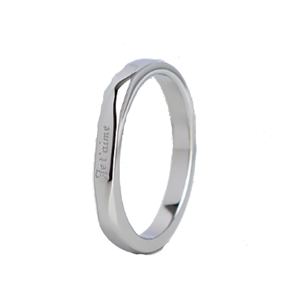 wholesale fashion wedding party stainless steel french fet'aime I love you ring finger rings jewelry manufacturer supplier