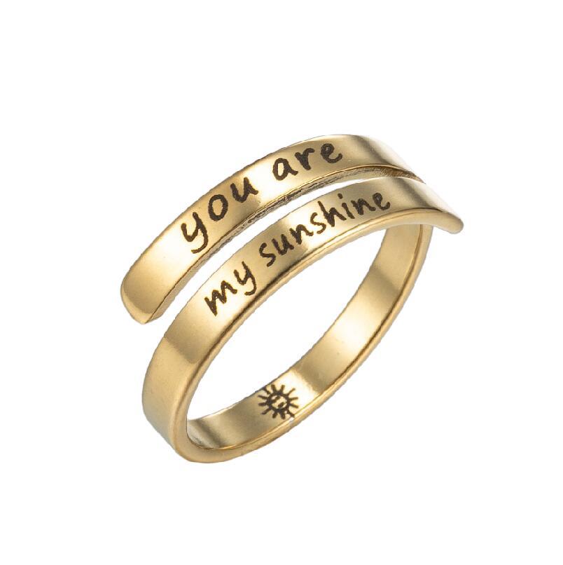 wholesale fashion wedding party stainless steel inspirational engraving finger ring jewelry unisex rings manufacturer supplier