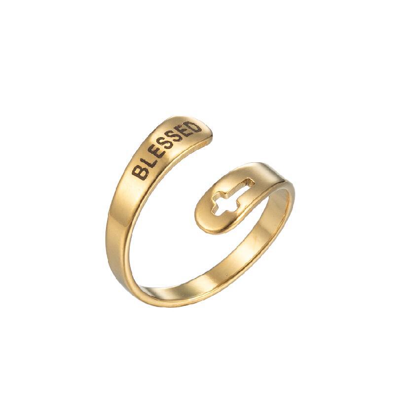 wholesale fashion wedding party stainless steel inspirational engraving finger ring jewelry unisex rings manufacturer supplier