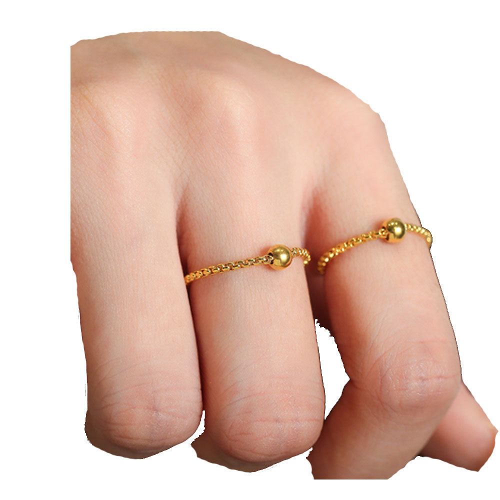 wholesale fashion party stainless steel good luck chain bead charm finger ring jewelry unisex rings manufacturer supplier