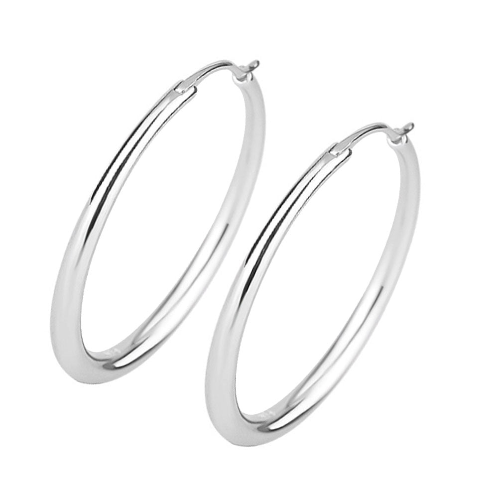 sterling silver solid hoop earrings gold and silver two colors sizes: 26mm, 30m and 47mm solid wires