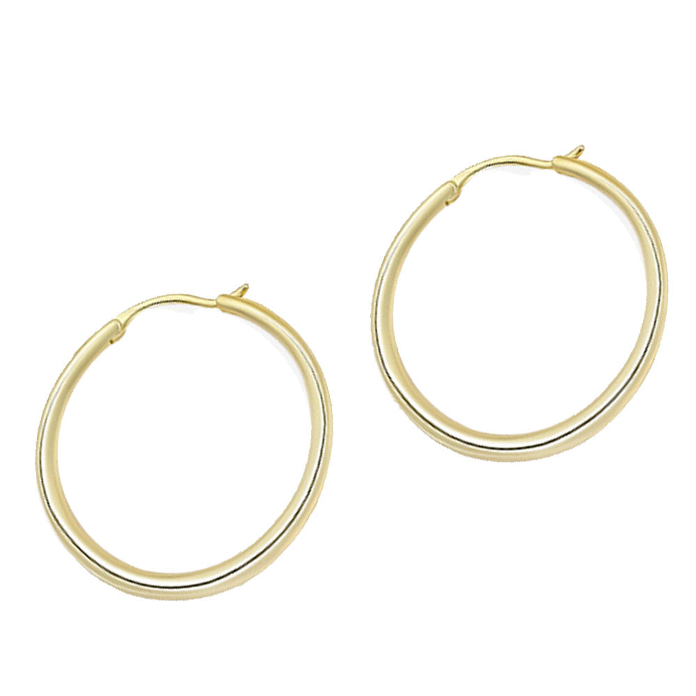 sterling silver solid hoop earrings gold and silver two colors sizes: 26mm, 30m and 47mm solid wires