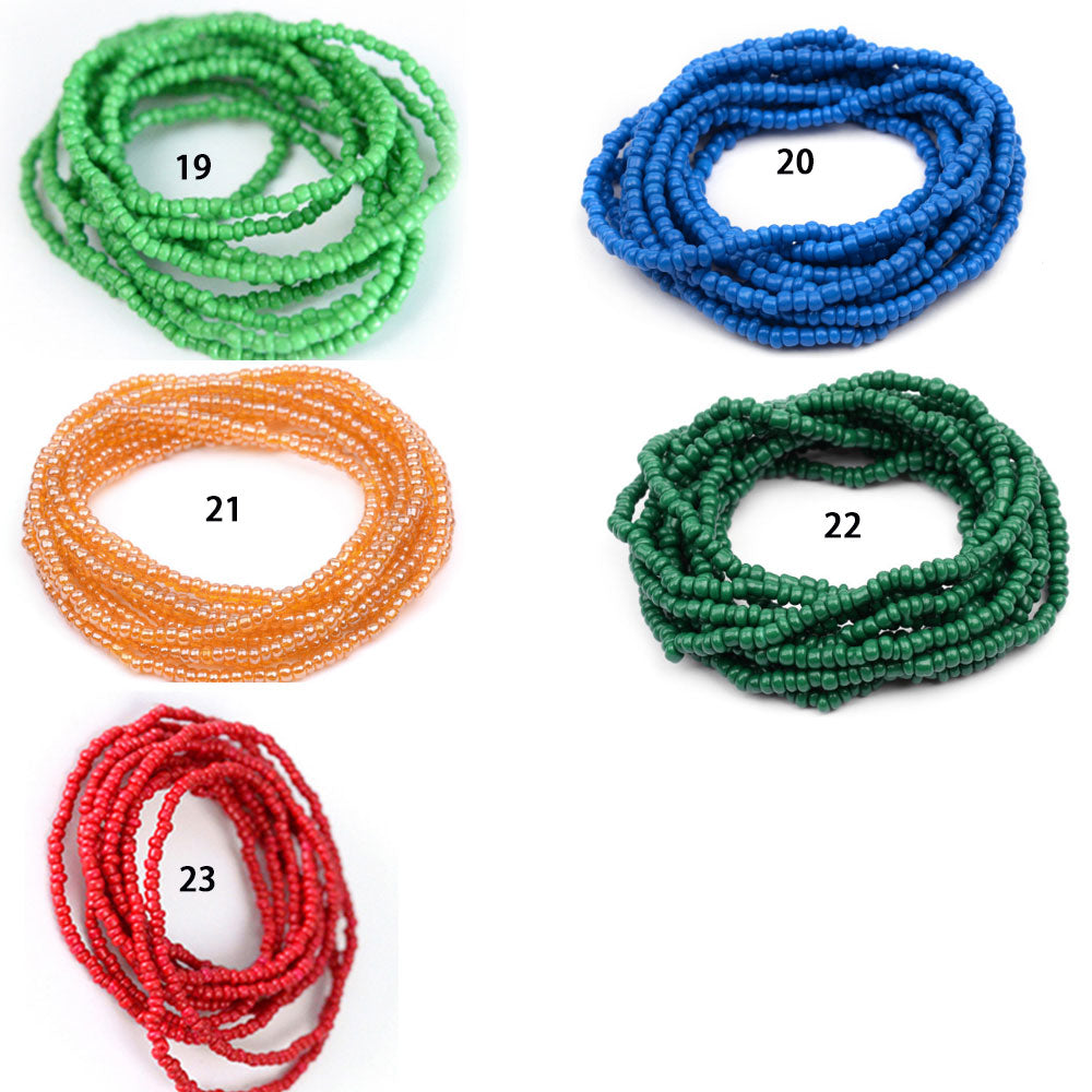 wholesale New Women plus size glass seed waist beads belly rings beads weight loss body jewelry elastic 180CM Long