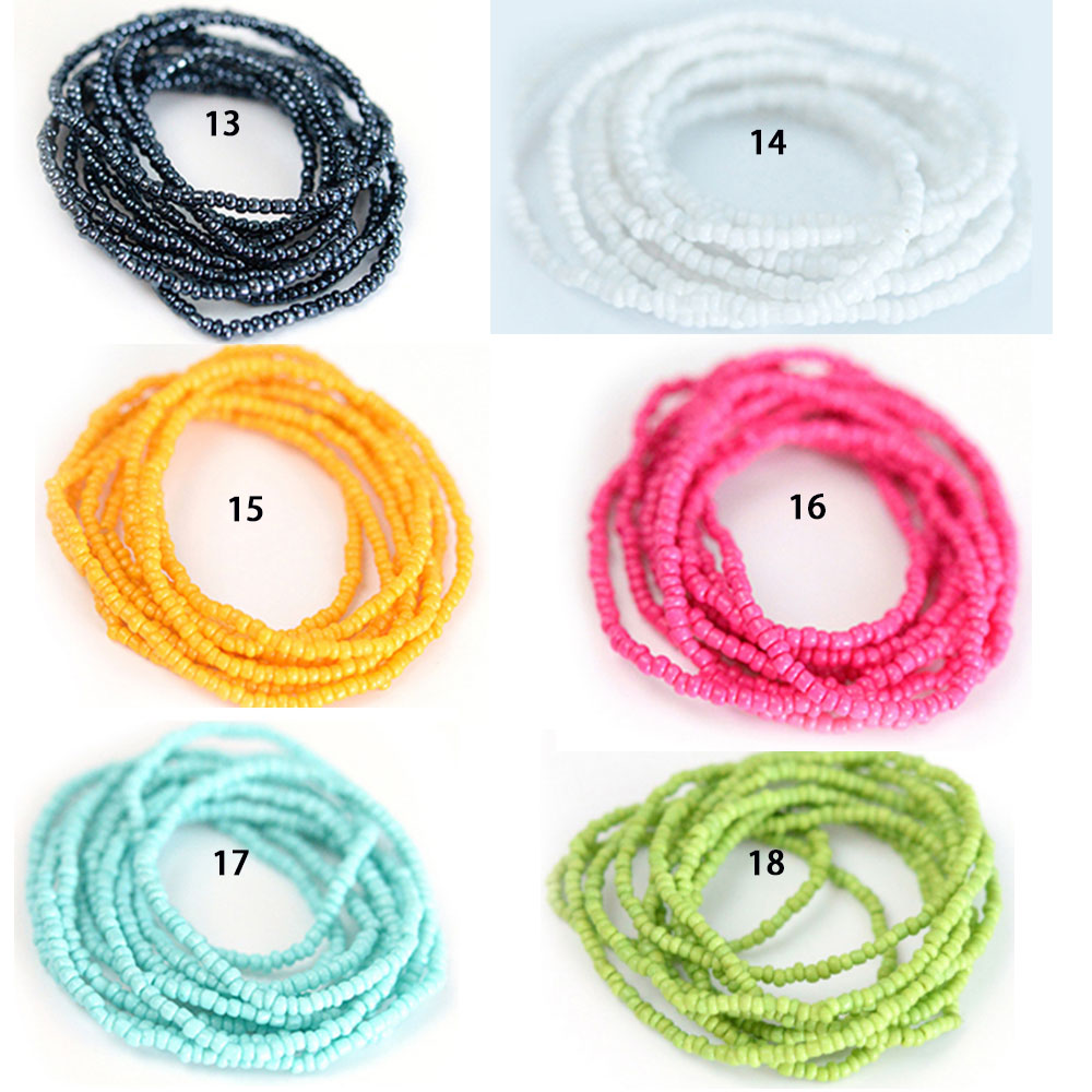 wholesale New Women plus size glass seed waist beads belly rings beads weight loss body jewelry elastic 180CM Long