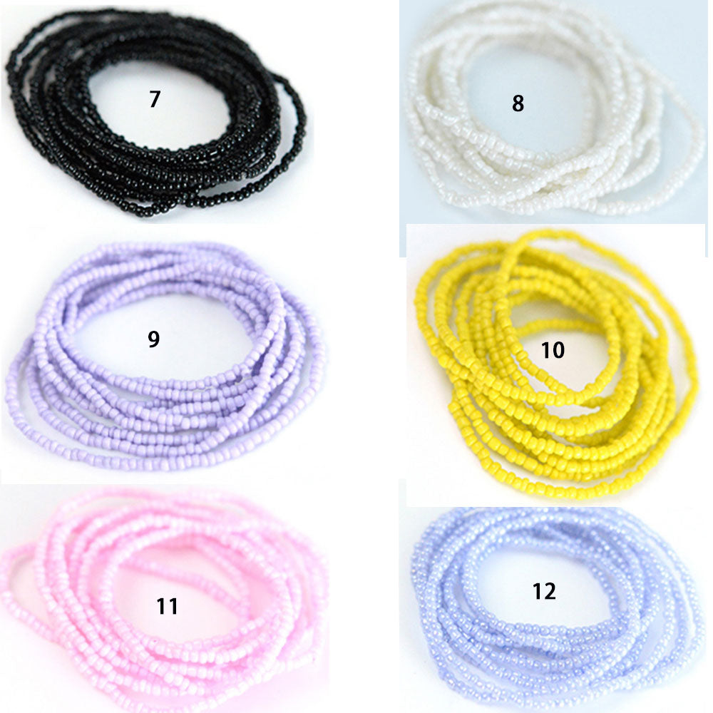 wholesale New Women plus size glass seed waist beads belly rings beads weight loss body jewelry elastic 180CM Long