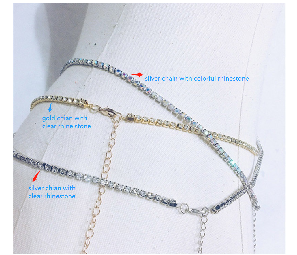 boho body Shinning Waist Belly Rhinestone beads Chain making supplies 88cm + 14cm long on sale