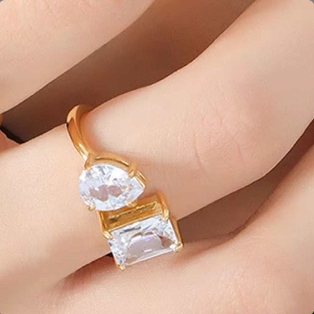 wholesale ladies bulk fashion new hot selling titanium stainless steel real 18k gold plated zircon ring for women jewelry