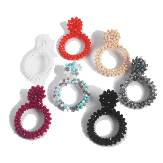korean hoop drop crystal beads beaded statement vintage earrings jewelry