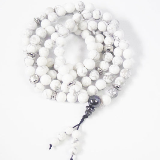 wholesale handmade natural gemstone stone howlite beads 8mm mala 108 yoga prayer meditation jewelry bracelet elastic unisex