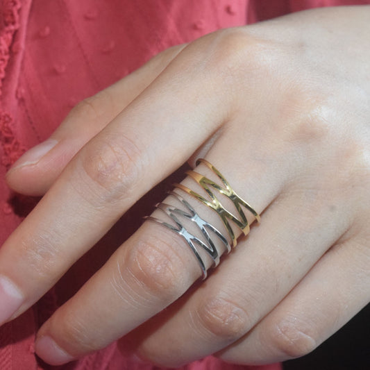wholesale fashion stainless steel double cross finger ring jewelry rings women China manufacturer Supplier factory price
