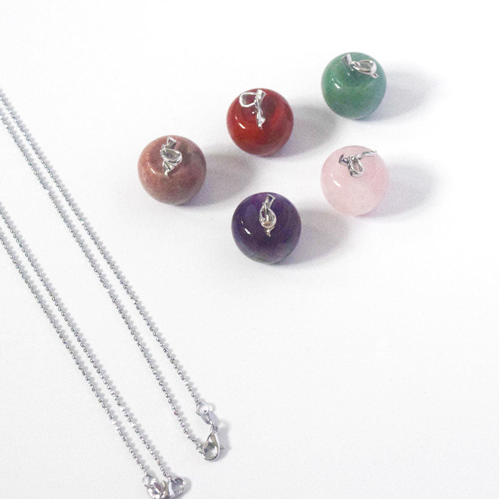 fashion natural gem stone crystal amethyst tiger eye lapis rose fruit apple charm pendant necklace women necklaces jewelry
