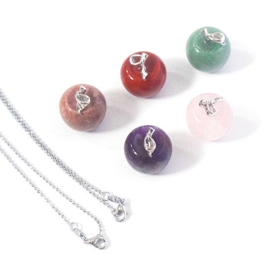 fashion natural gem stone crystal amethyst tiger eye lapis rose fruit apple charm pendant necklace women necklaces jewelry