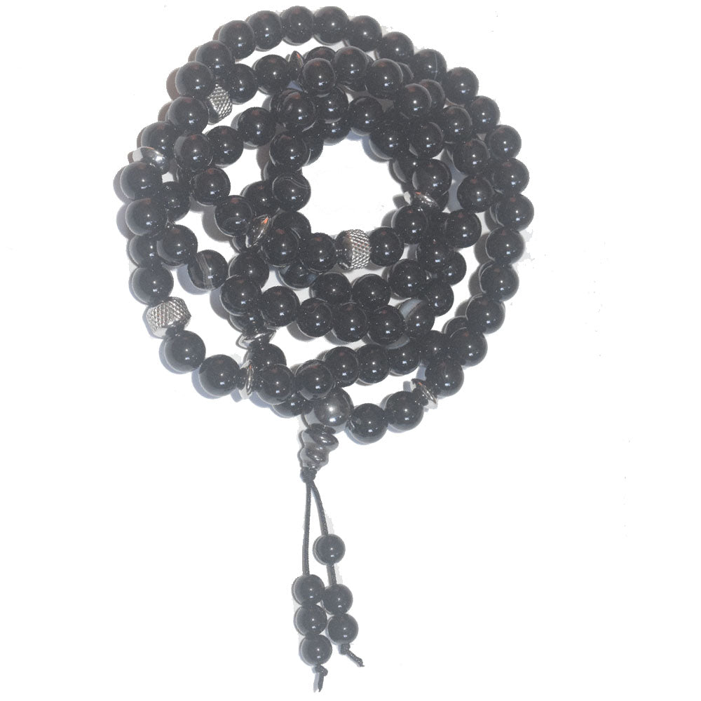 wholesale handmade natural gemstone stone beads 8mm line agate mala 108 yoga prayer meditation jewelry bracelet elastic