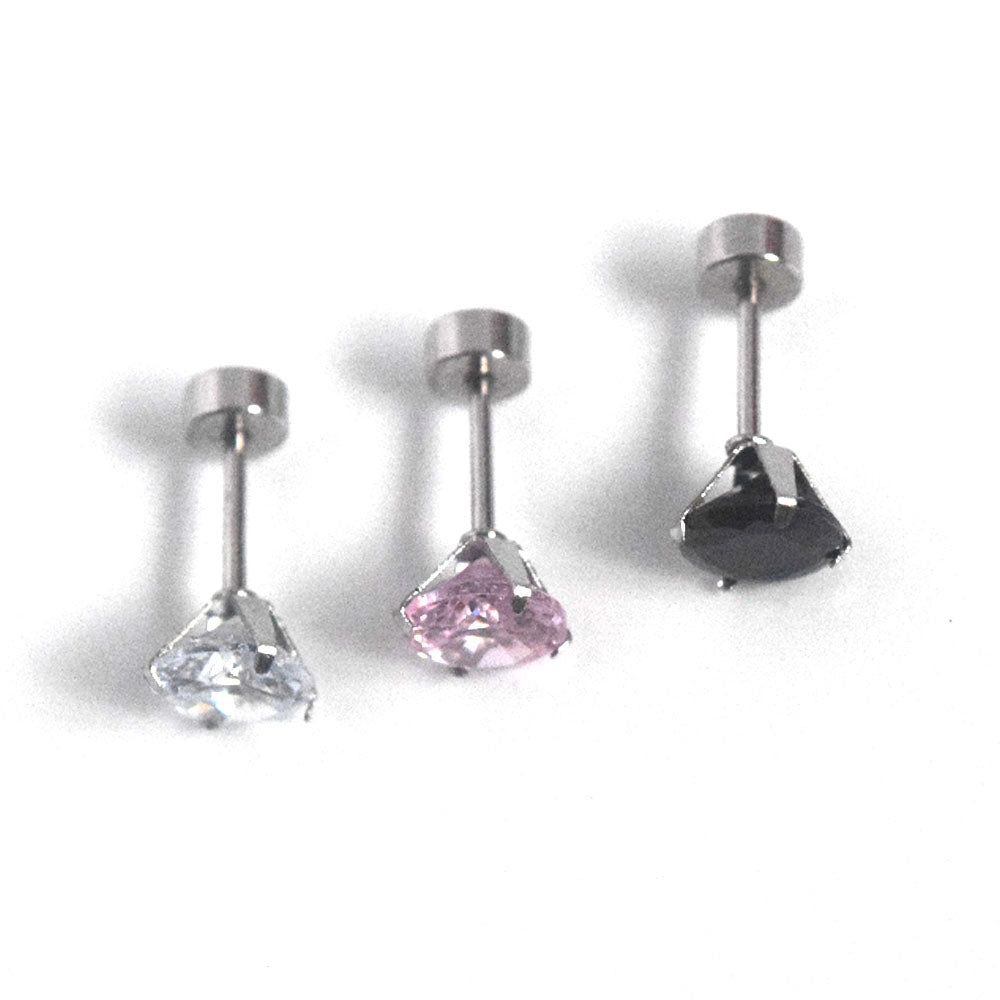 Wholesale minimalism fashion trendy korean style zircon crystal stud earrings screw on back for girls women sleeping showering