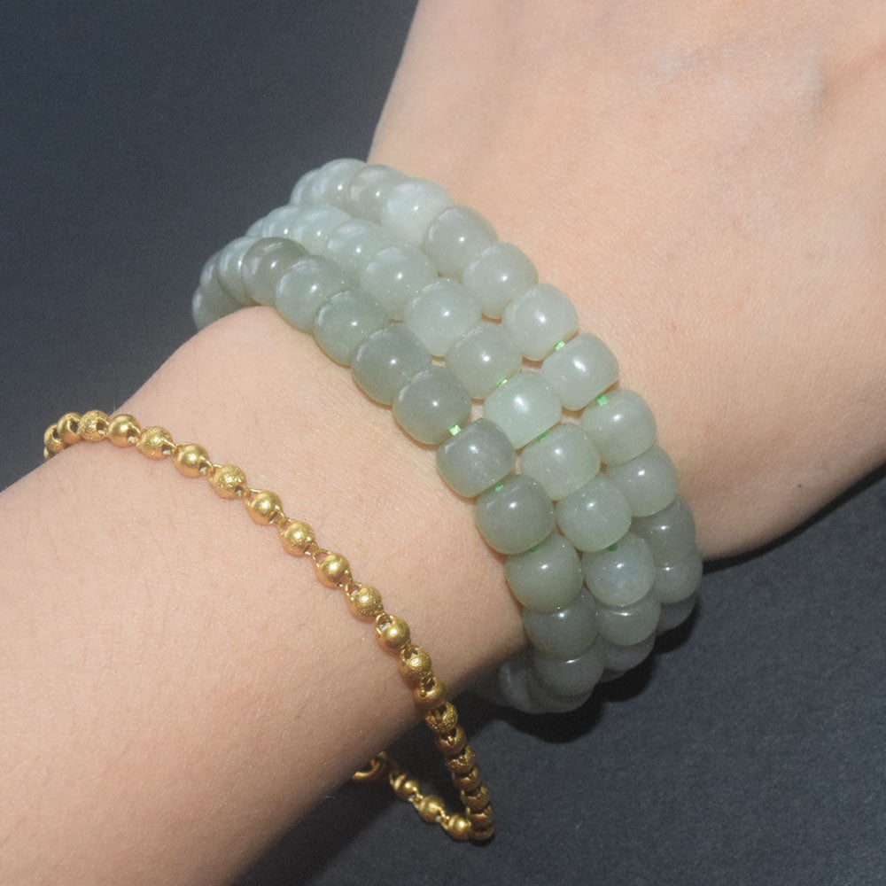 genuine natural gemstone hetian jade crystal stone beads bracelet stretch cord bracelets jewelry