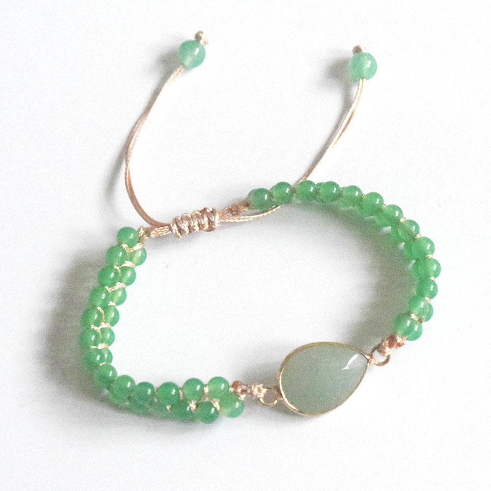 boho high quality handmade natural stone howlite turquoise green aventurine 4mm two rows charm bracelet jewelry for women