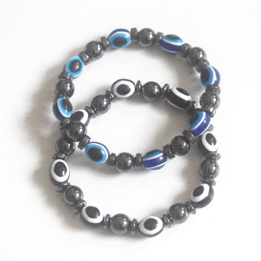 wholesale black stone evil eyes plastic beads bracelet