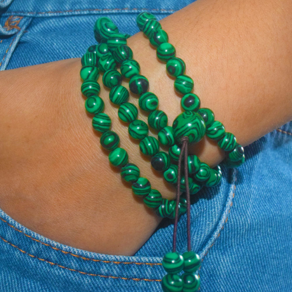 wholesale handmade 6mm green malachite stone beads mala 108 yoga prayer meditation bracelet necklace jewelry China Supplier