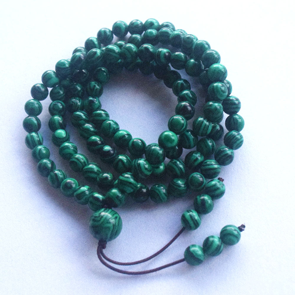 wholesale handmade 6mm green malachite stone beads mala 108 yoga prayer meditation bracelet necklace jewelry China Supplier
